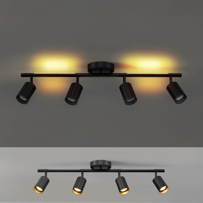 Globe Electric 64000166 30" 4-Light Track Lighting with 7W LED Integrated Night Light Strip, Matte Black, Pivoting Track Heads, Nightlight: 400 Lumens, 2000 Kelvin, Ceiling Light, Home Improvement - Image 1